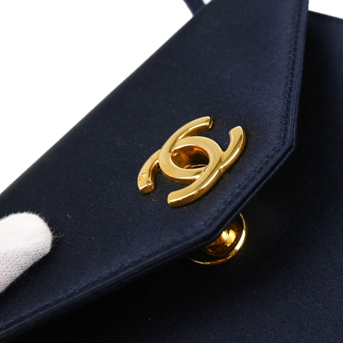 Chanel 1996-1997 Navy Satin Handbag