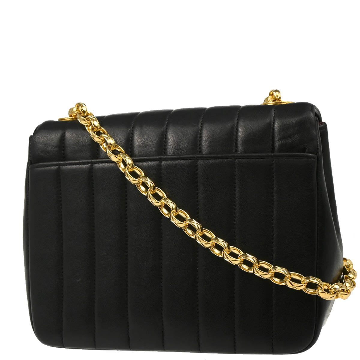Chanel 1991-1994 Black Lambskin Mademoiselle Chain Shoulder Bag