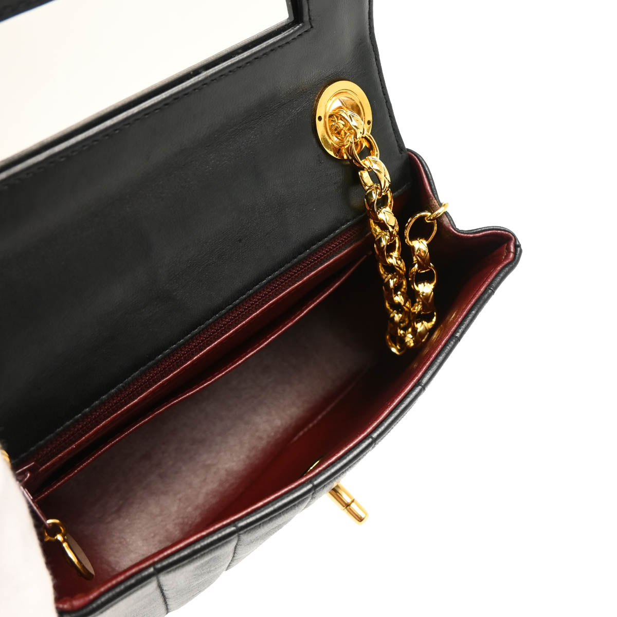 Chanel 1991-1994 Black Lambskin Mademoiselle Chain Shoulder Bag