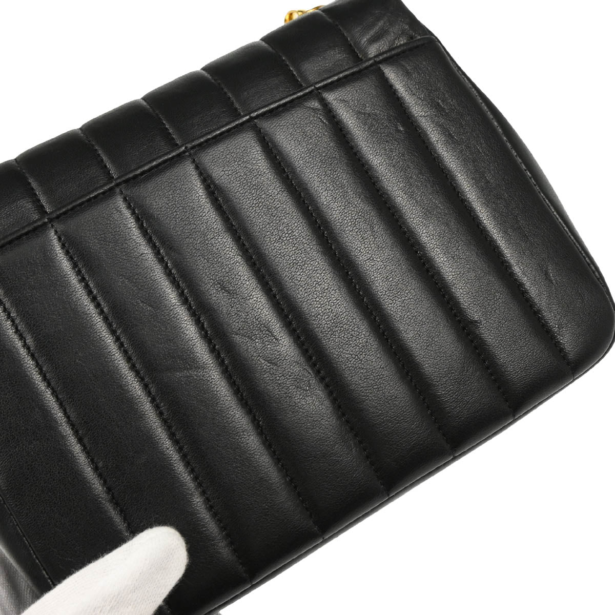 Chanel 1991-1994 Black Lambskin Mademoiselle Chain Shoulder Bag