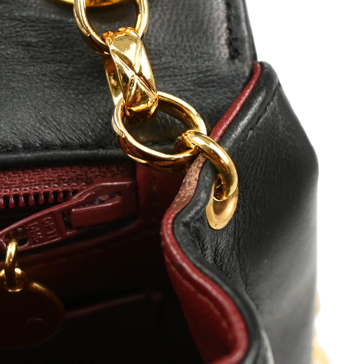 Chanel 1991-1994 Black Lambskin Mademoiselle Chain Shoulder Bag