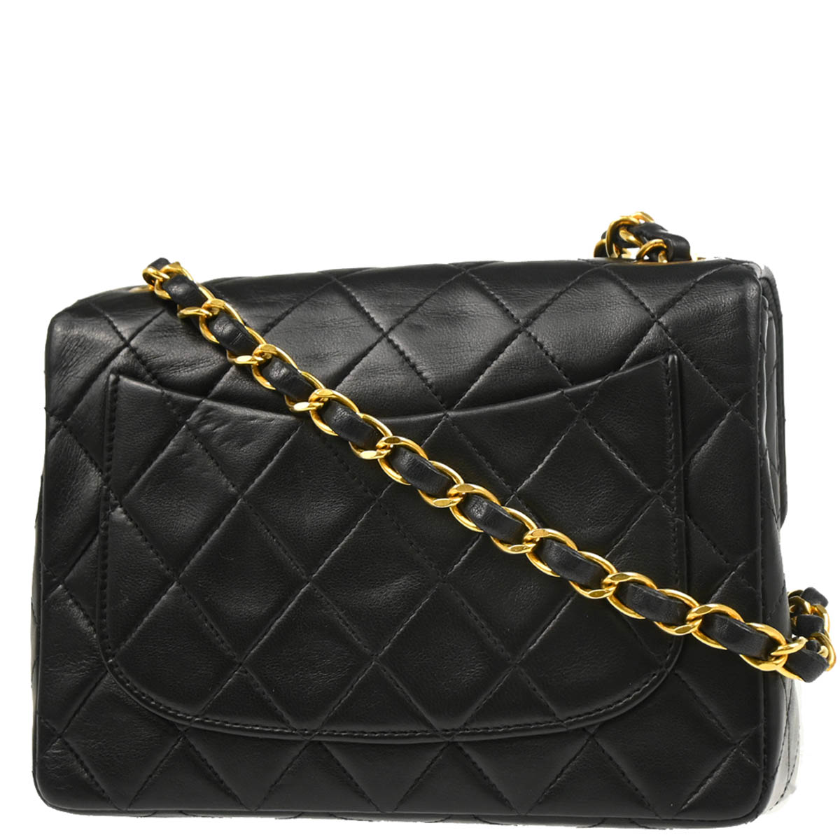 Chanel 1991-1994 Black Lambskin Mini Classic Square Flap Shoulder Bag 17
