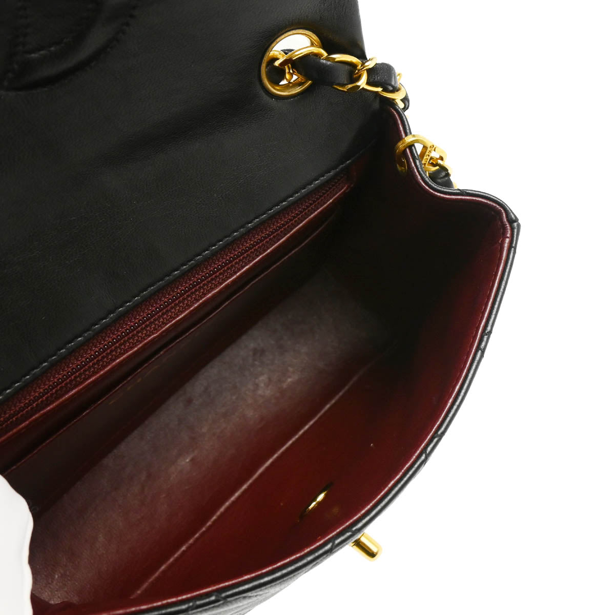 Chanel 1991-1994 Black Lambskin Mini Classic Square Flap Shoulder Bag 17
