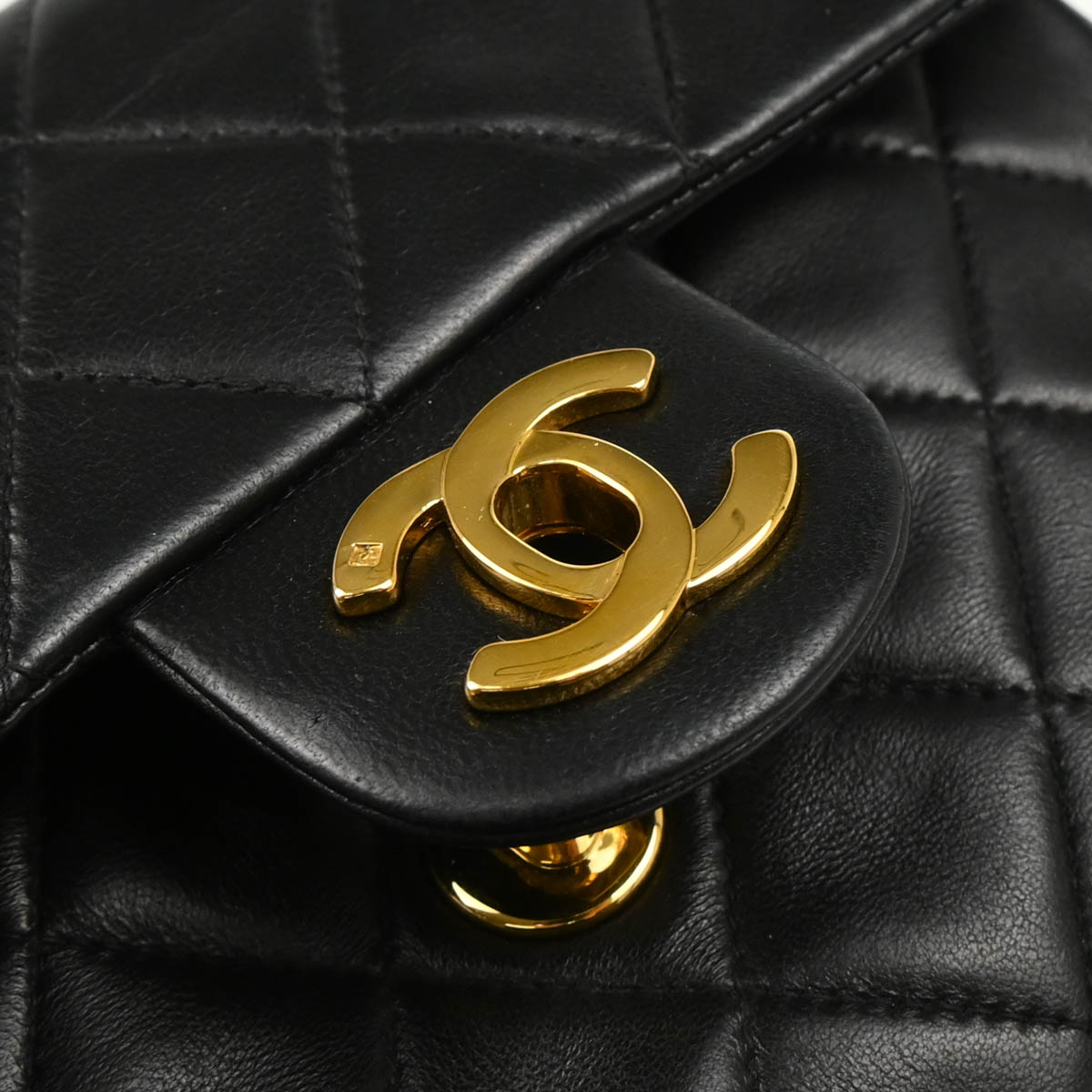 Chanel 1991-1994 Black Lambskin Mini Classic Square Flap Shoulder Bag 17