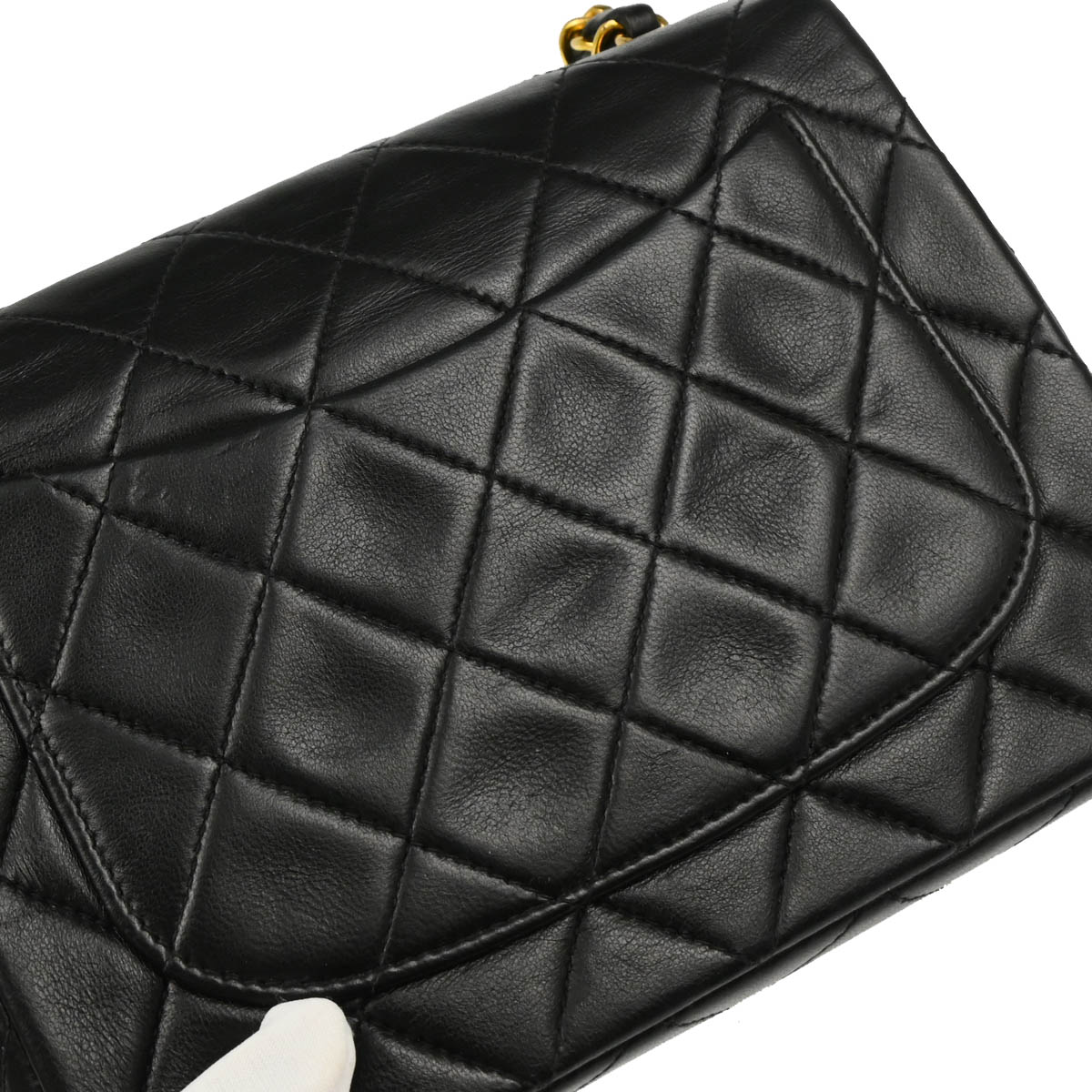 Chanel 1991-1994 Black Lambskin Mini Classic Square Flap Shoulder Bag 17