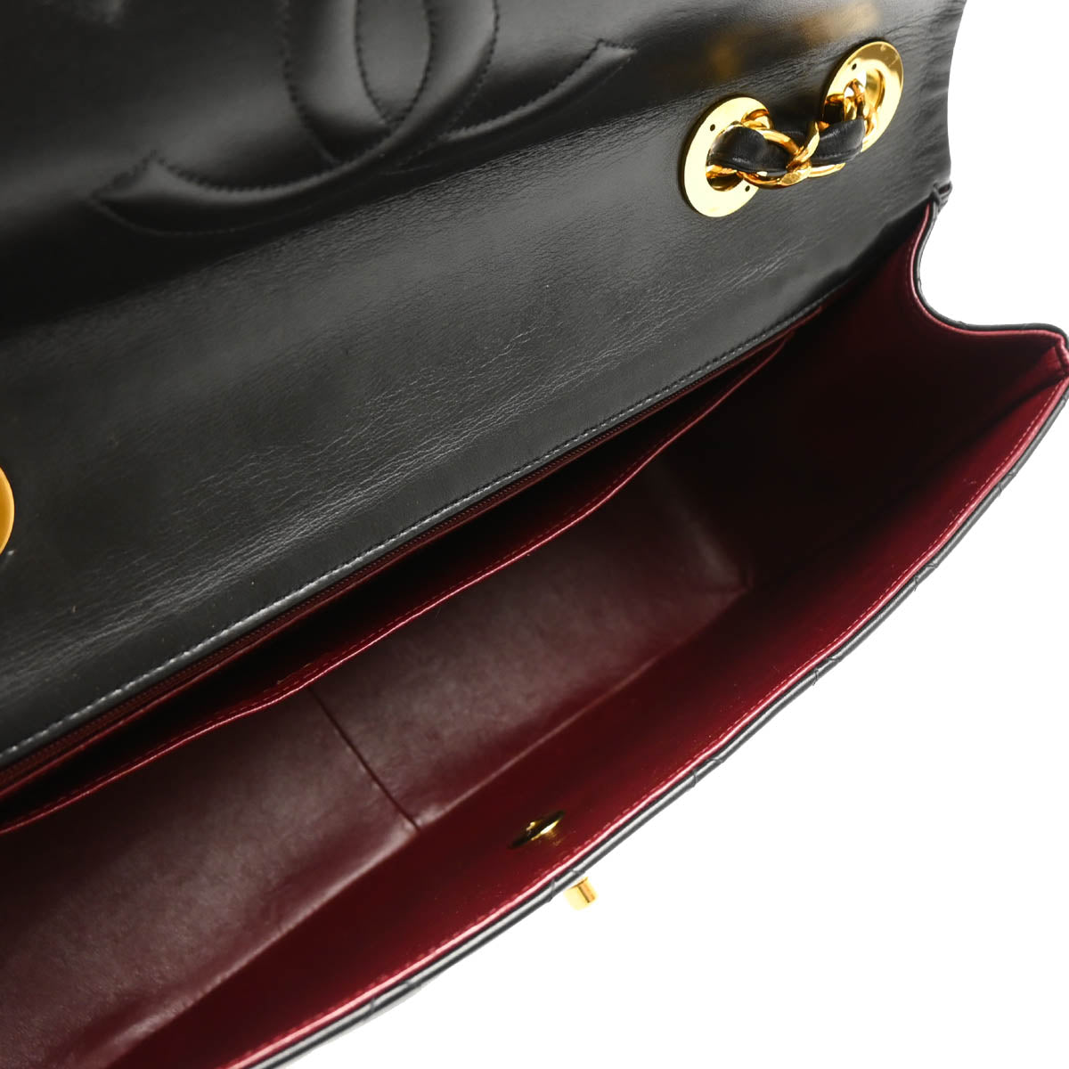 Chanel 1994-1996 Black Lambskin Maxi Classic Flap Shoulder Bag