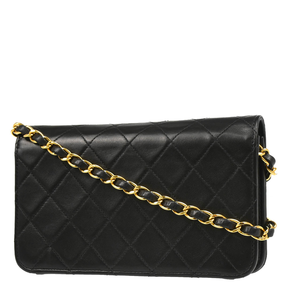 Chanel 1997-1999 Black Lambskin Pushlock Mini Full Flap Shoulder Bag