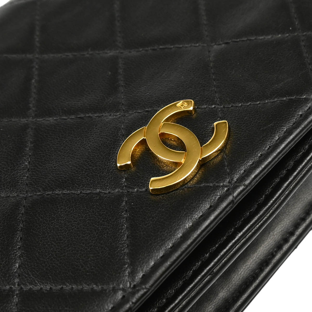 Chanel 1997-1999 Black Lambskin Pushlock Mini Full Flap Shoulder Bag