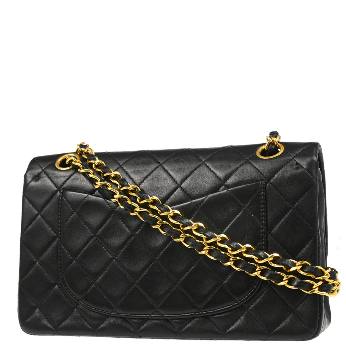 Chanel 1991-1994 Black Lambskin Small Classic Double Flap Shoulder Bag