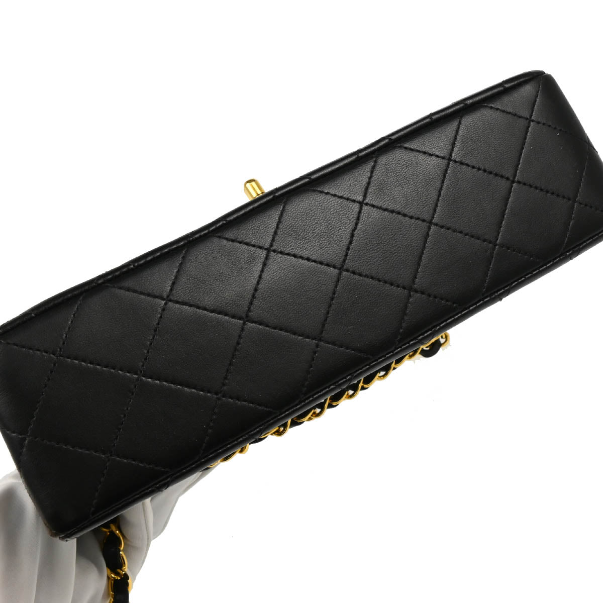 Chanel 1991-1994 Black Lambskin Small Classic Double Flap Shoulder Bag