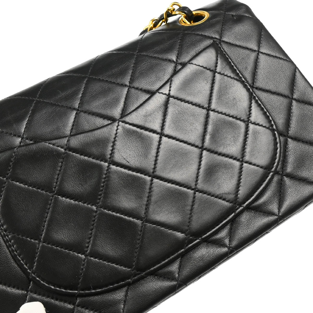 Chanel 1991-1994 Black Lambskin Small Classic Double Flap Shoulder Bag