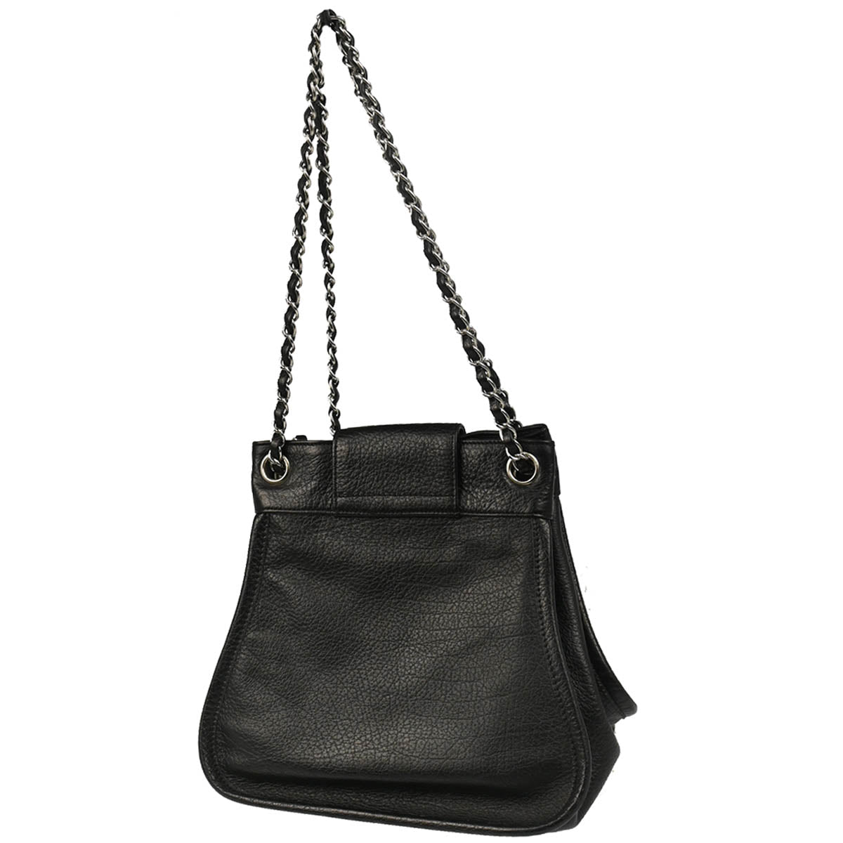 Chanel 2003-2004 Black Calfskin Mademoiselle Lock Chain Shoulder Bag