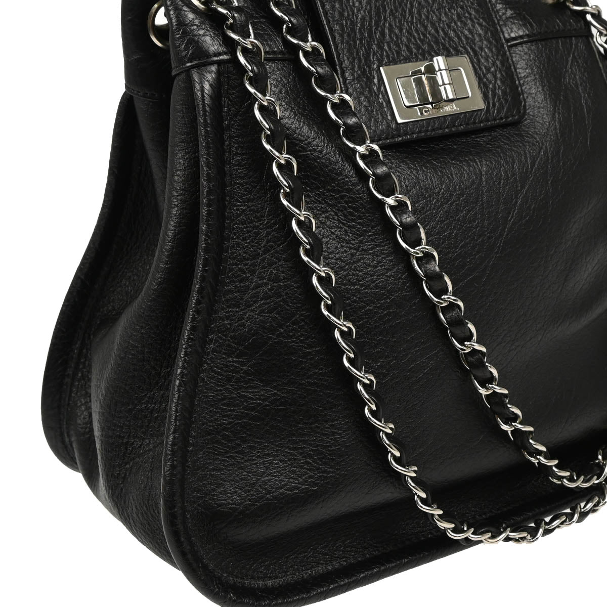 Chanel 2003-2004 Black Calfskin Mademoiselle Lock Chain Shoulder Bag