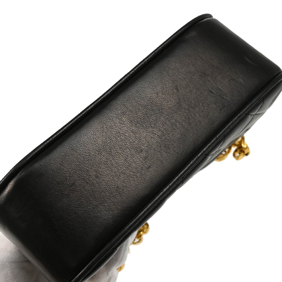 Chanel 1991-1994 Black Lambskin Chain Shoulder Bag