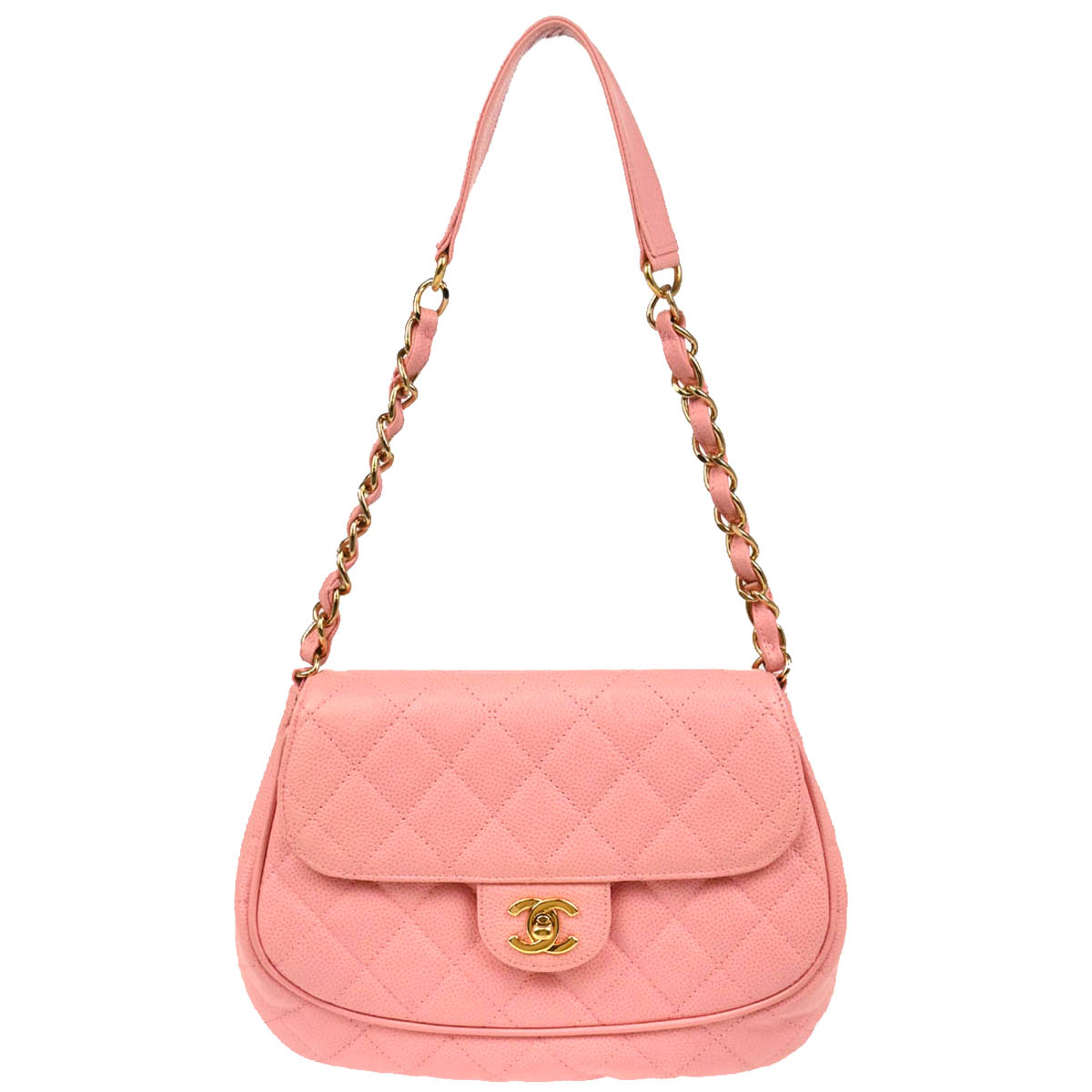 Chanel 2003-2004 Pink Caviar Chain Shoulder Bag