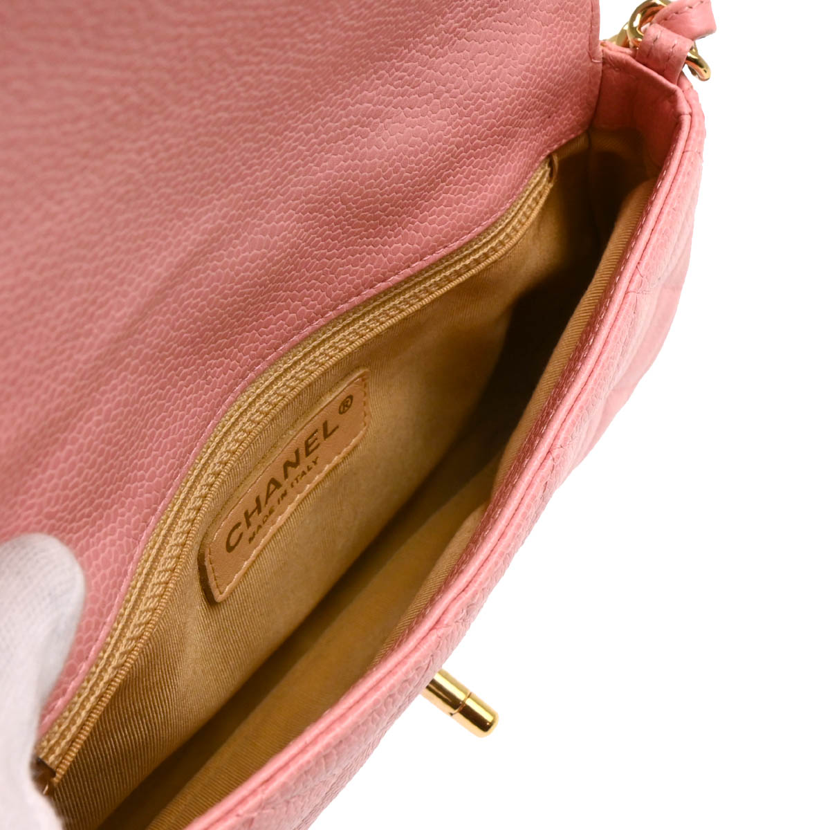 Chanel 2003-2004 Pink Caviar Chain Shoulder Bag