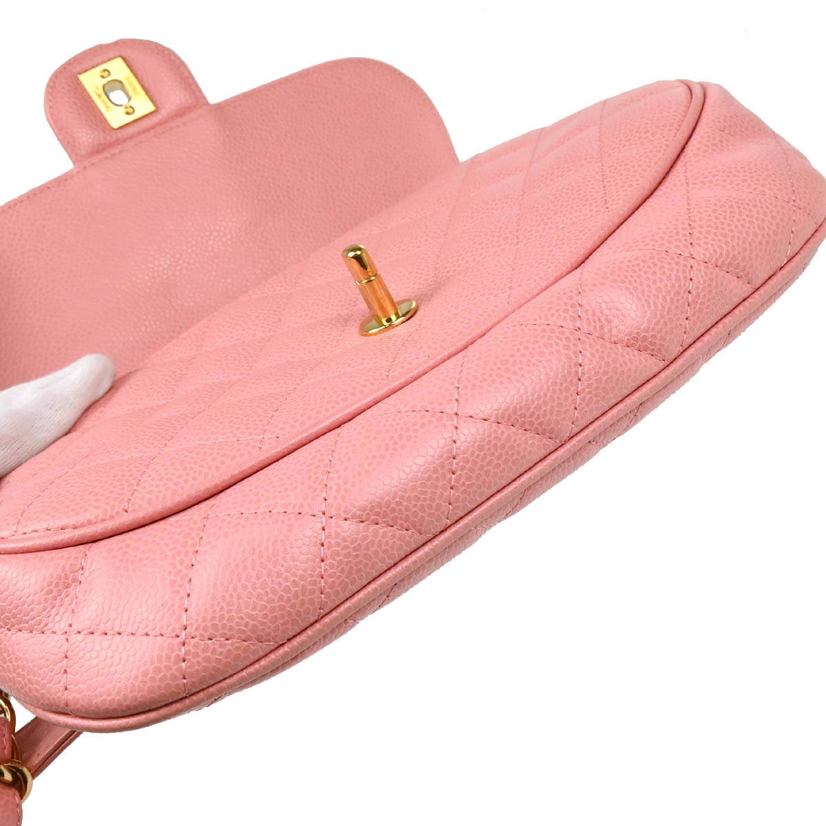 Chanel 2003-2004 Pink Caviar Chain Shoulder Bag