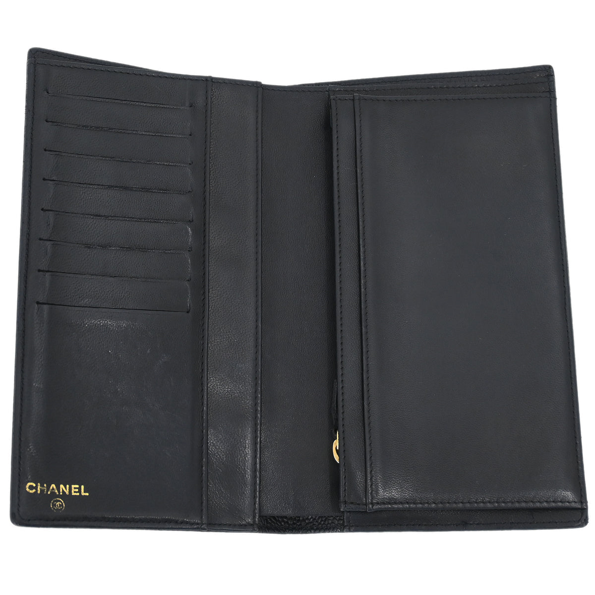 Chanel 2005-2006 Black Caviar Bifold Long Wallet