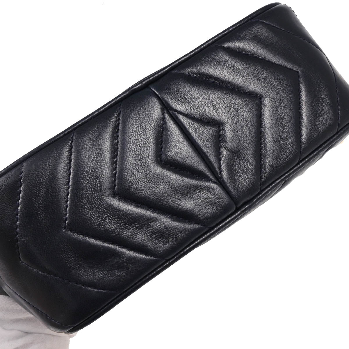 Chanel 1991-1994 Navy Lambskin Chevron Camera Bag Mini