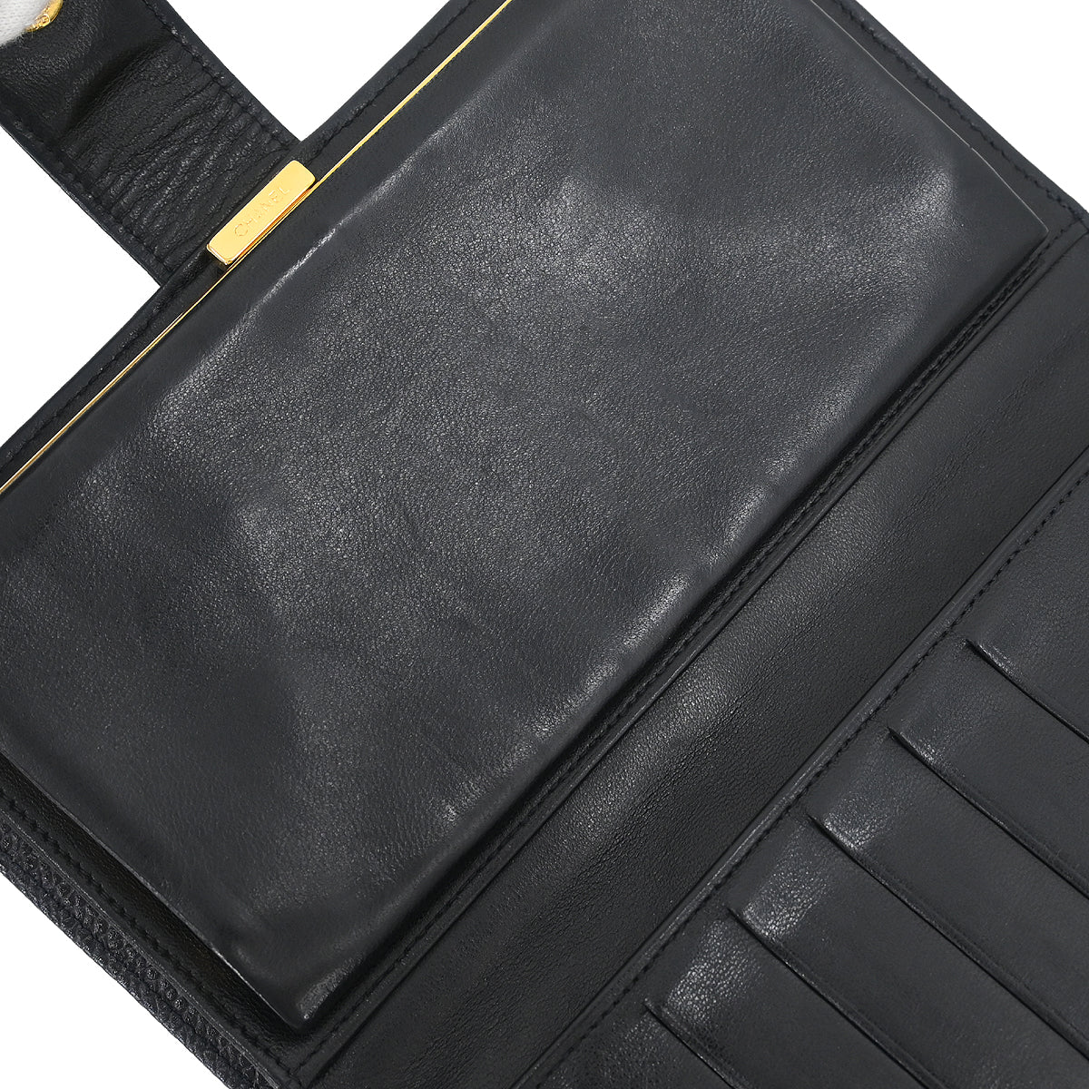 Chanel 1996-1997 Black Caviar Long Bifold Wallet