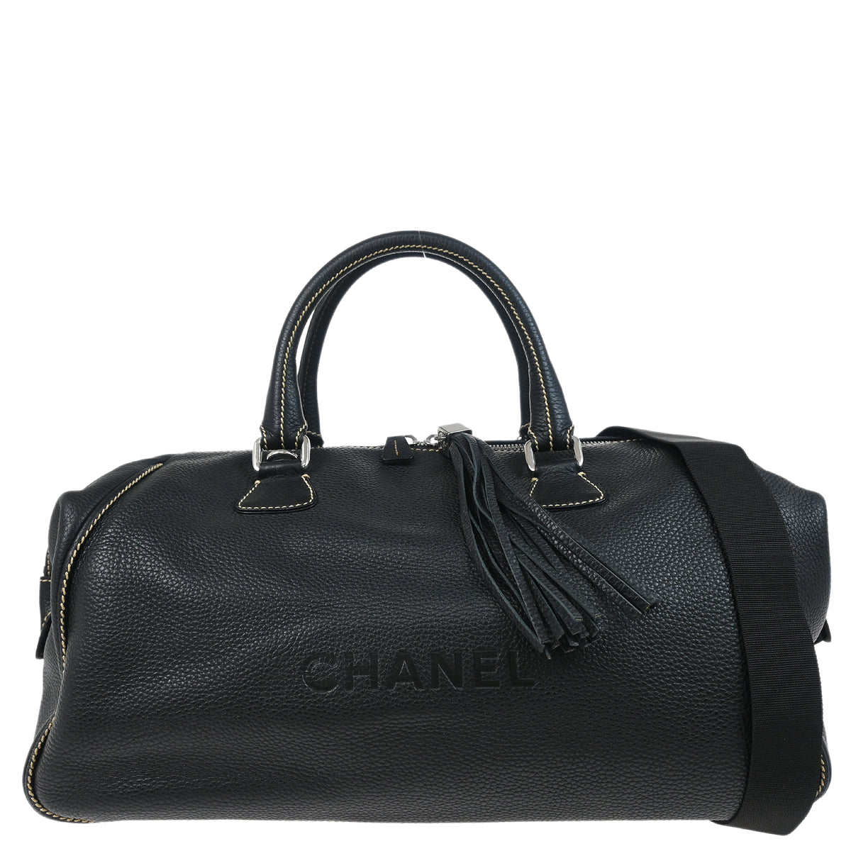 Chanel 2003-2004 Black Calfskin 2way Duffle Handbag