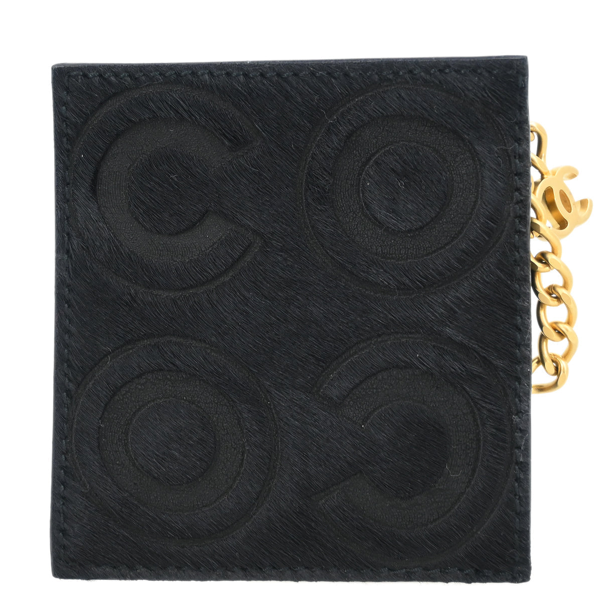 Chanel * 2000-2002 Mini Pouch Key Ring Black Pony Hair Small Good