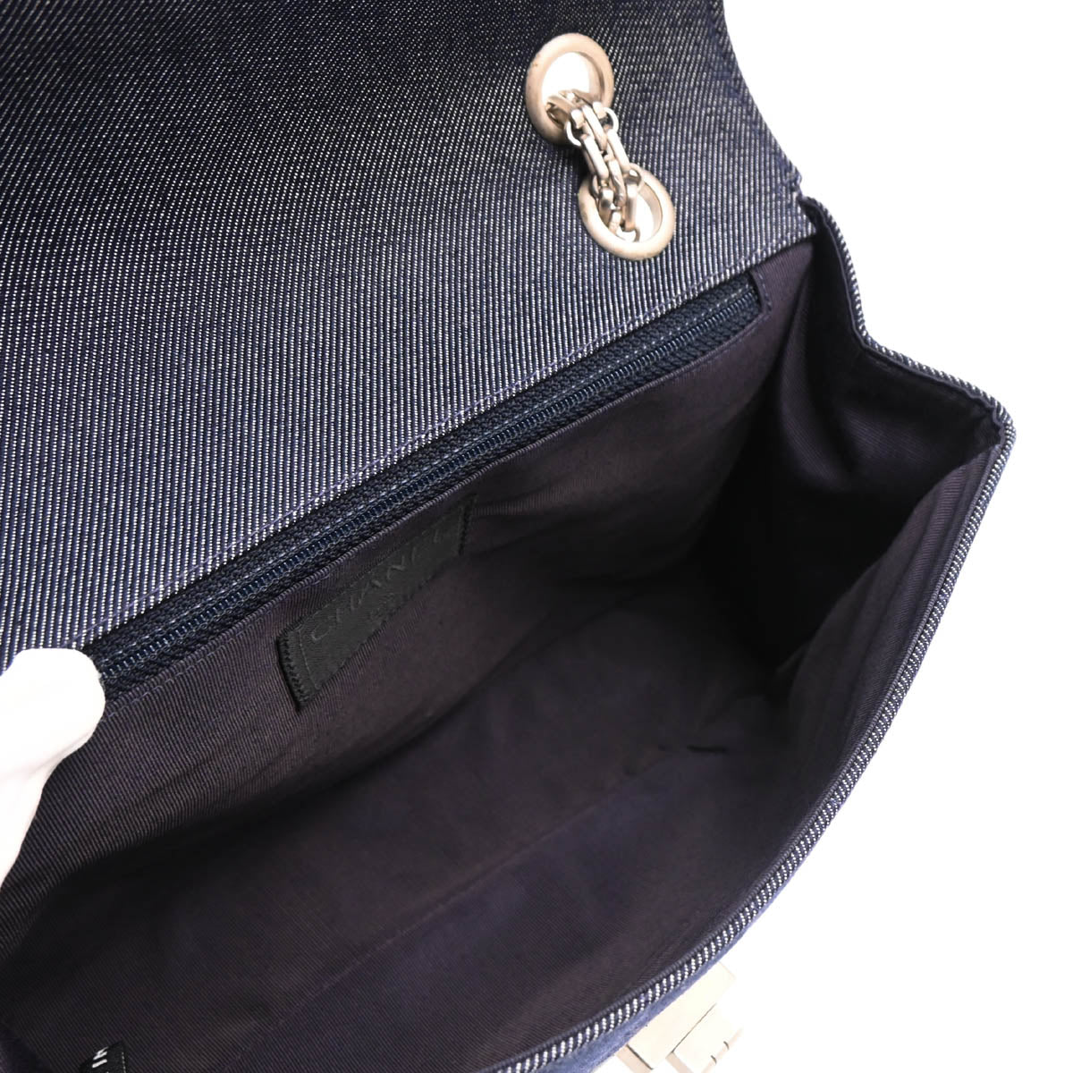 Chanel 2000-2001 Blue Denim Choco Bar Mademoiselle Lock Shoulder Bag