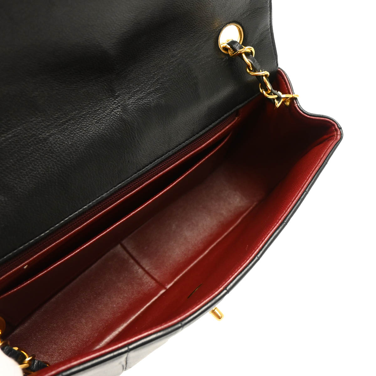 Chanel 1991-1994 Black Lambskin Mademoiselle Single Flap Shoulder Bag