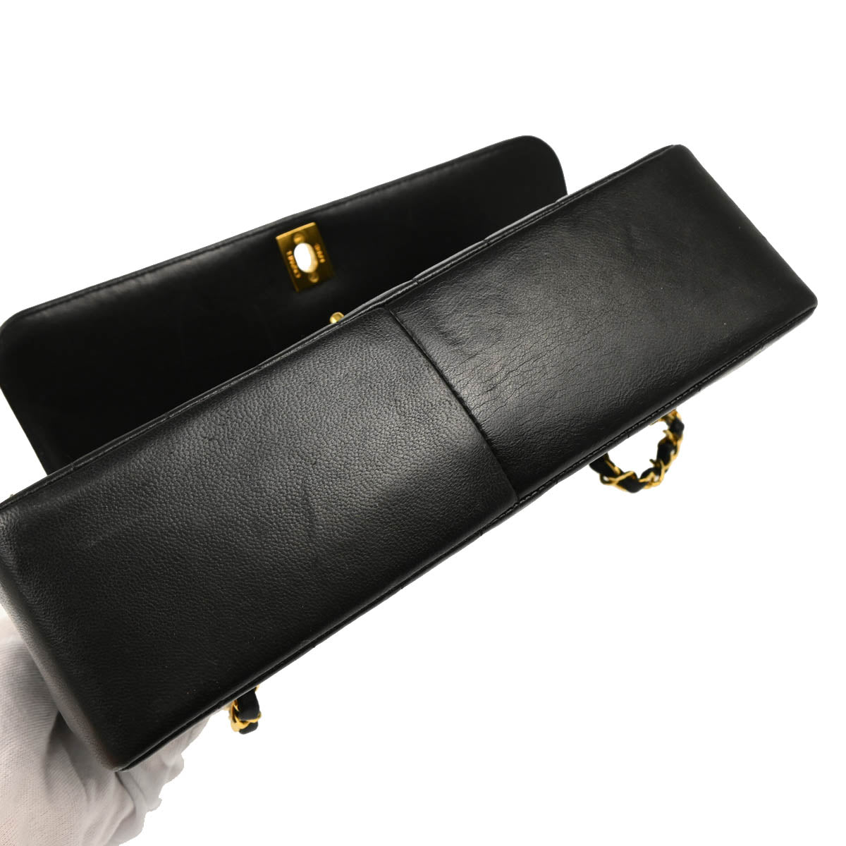 Chanel 1991-1994 Black Lambskin Mademoiselle Single Flap Shoulder Bag