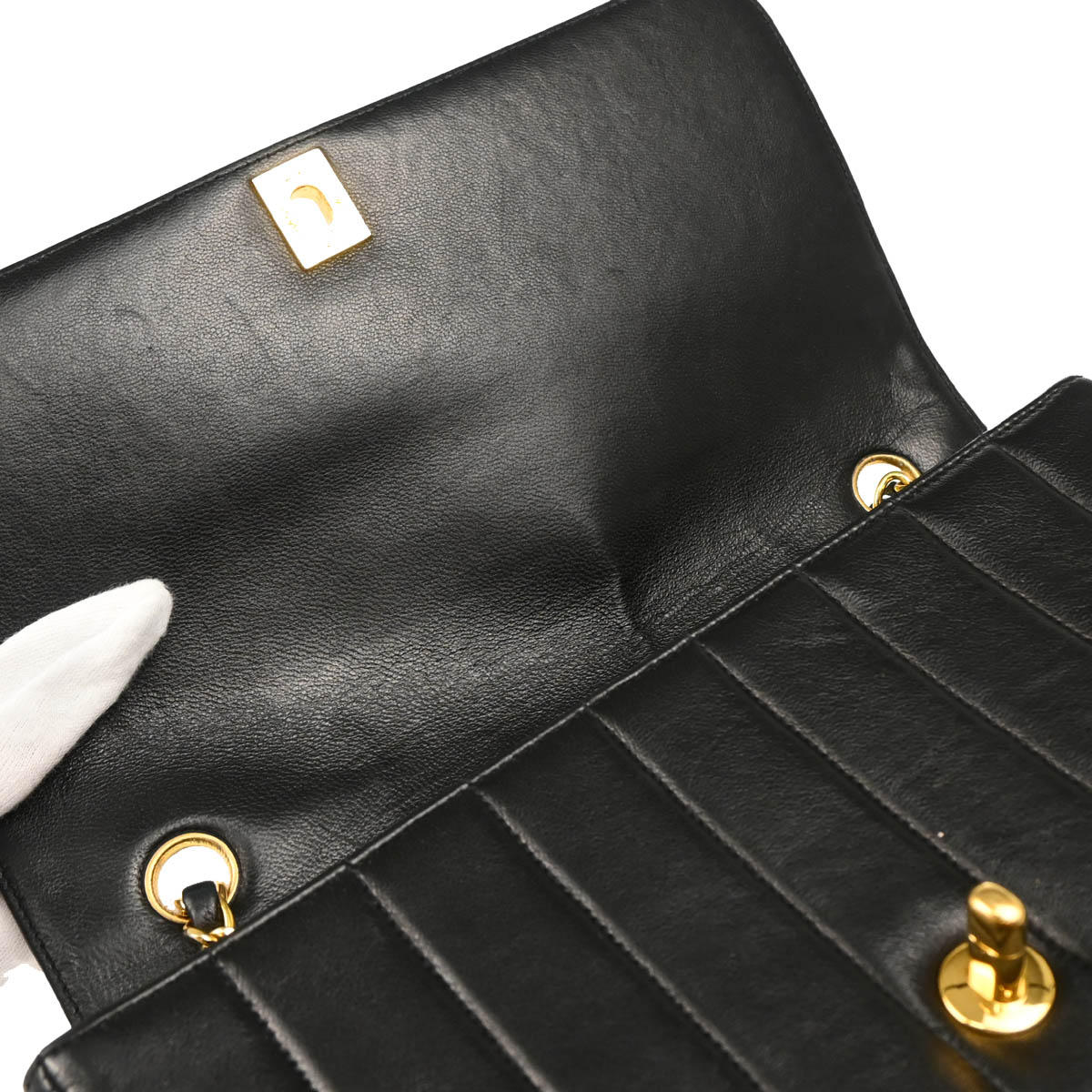Chanel 1991-1994 Black Lambskin Mademoiselle Single Flap Shoulder Bag