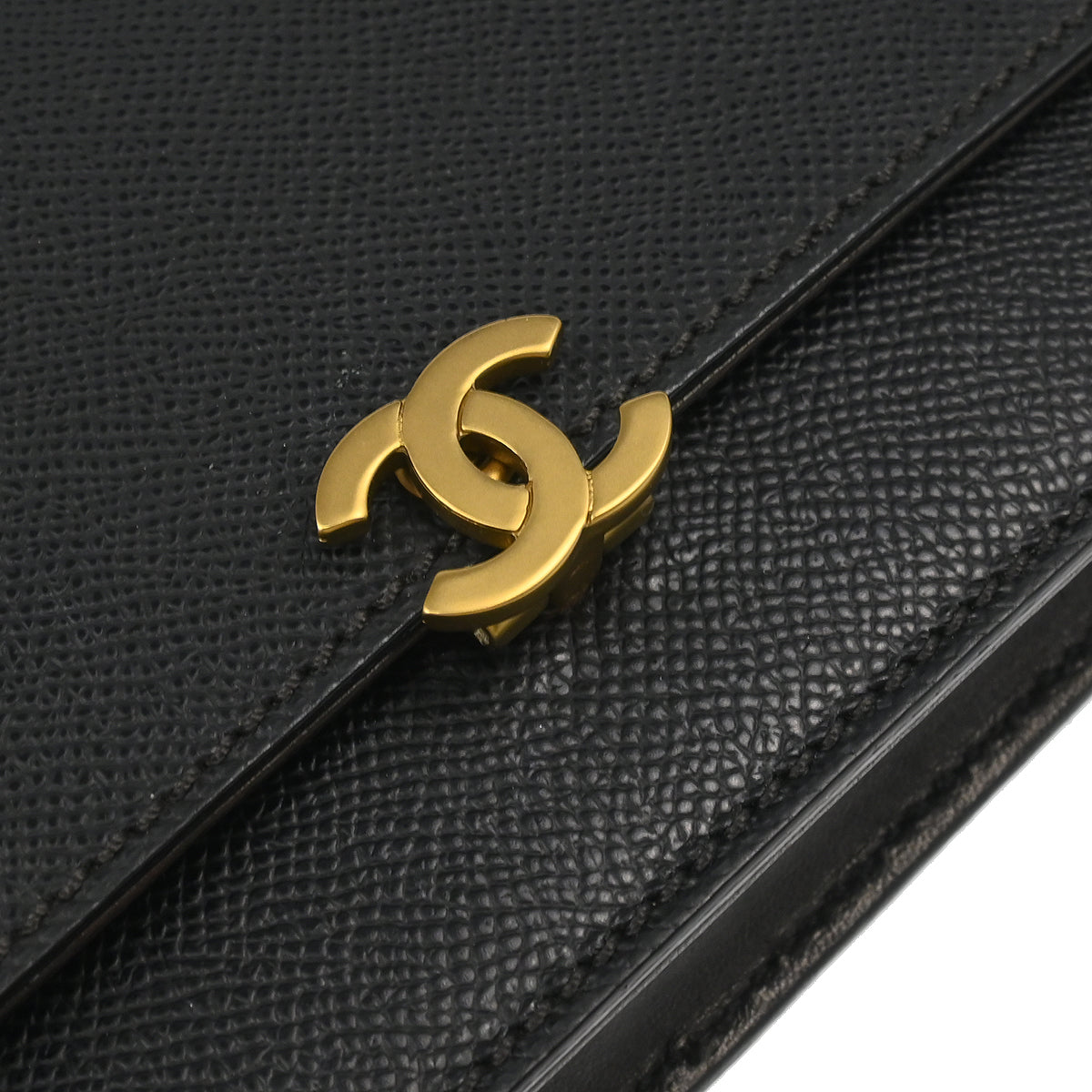 Chanel 1997-1999 Black Caviar WOC Chain Shoulder Wallet Bag