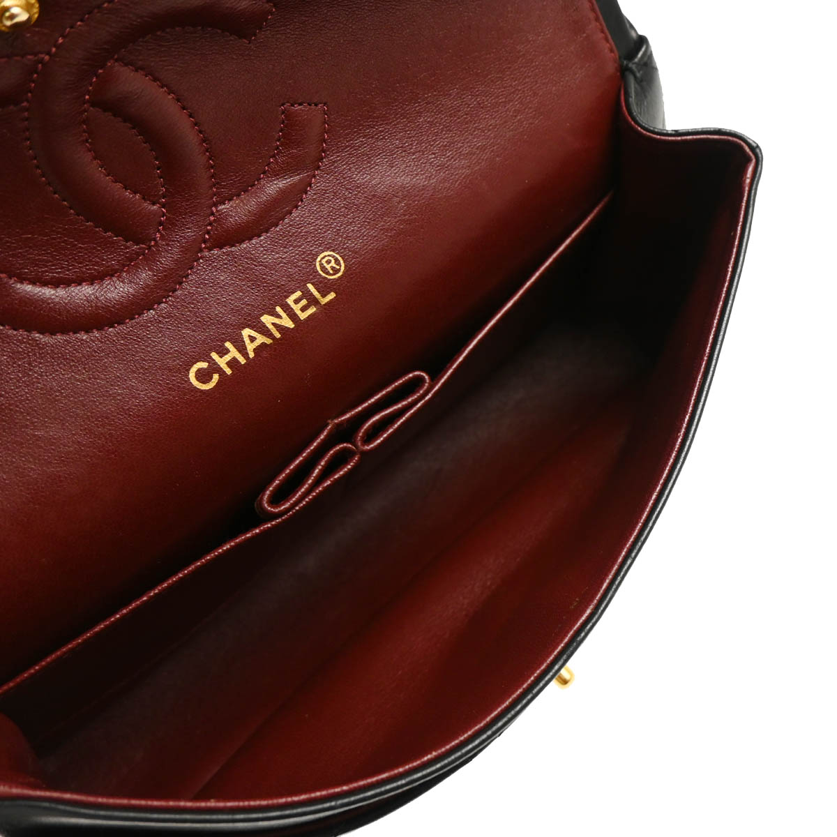 Chanel 1989-1991 Black Lambskin Medium Classic Double Flap Shoulder Bag
