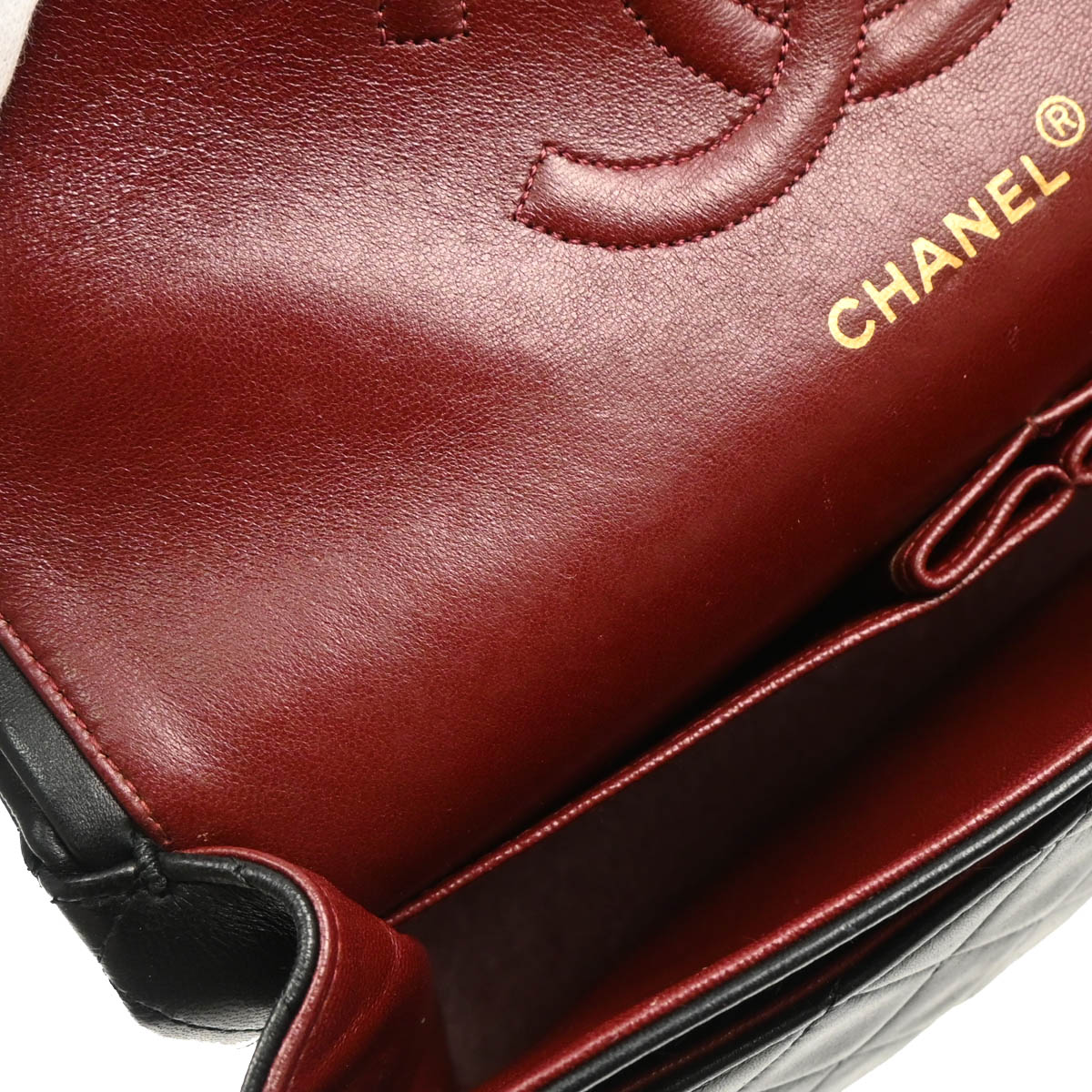 Chanel 1989-1991 Black Lambskin Medium Classic Double Flap Shoulder Bag