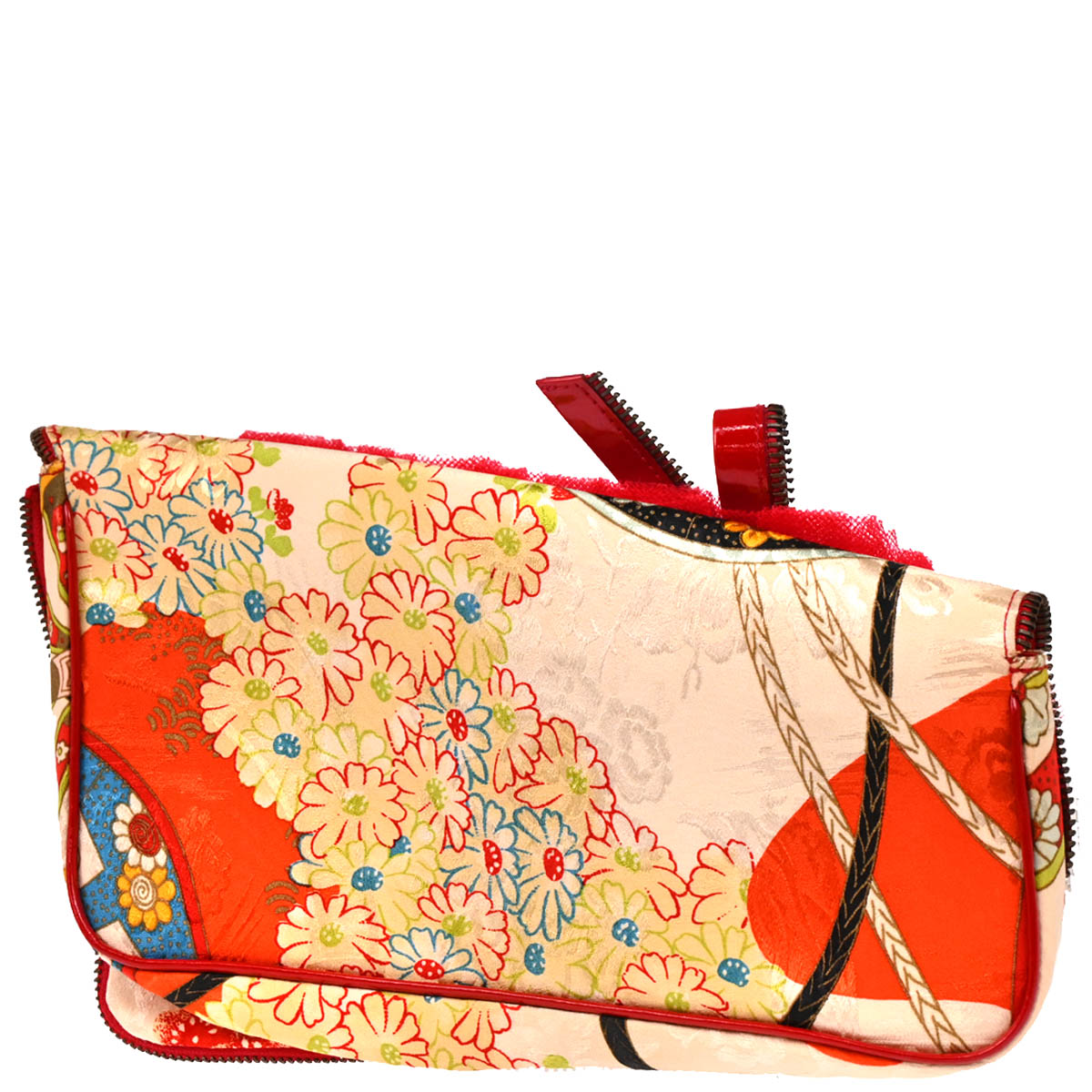 Christian Dior Multicolor Silk Embroidered Saddle Clutch