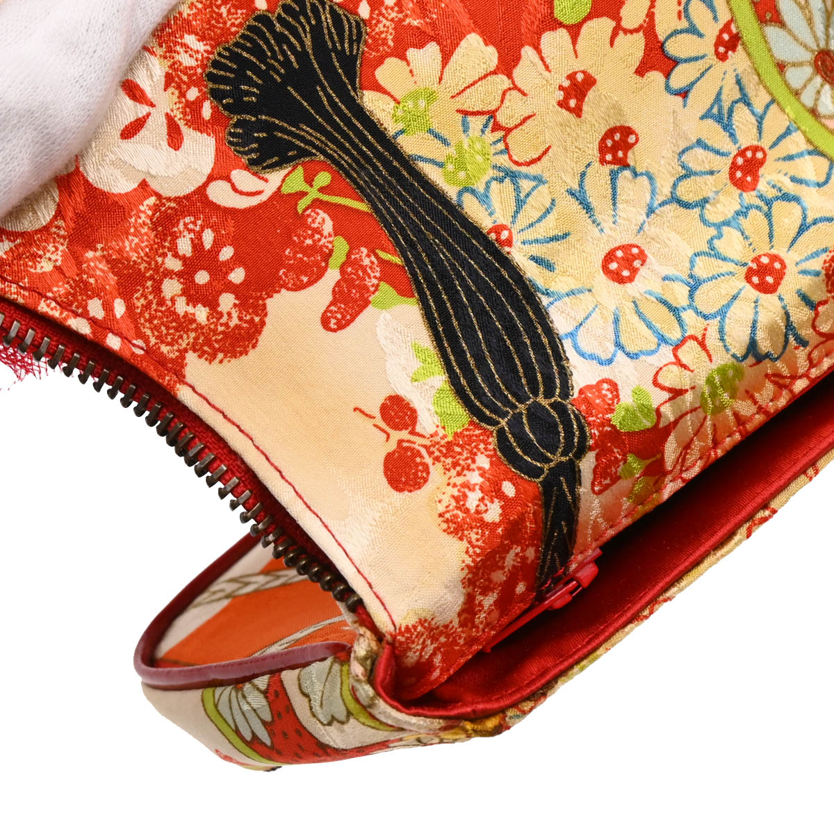 Christian Dior Multicolor Silk Embroidered Saddle Clutch