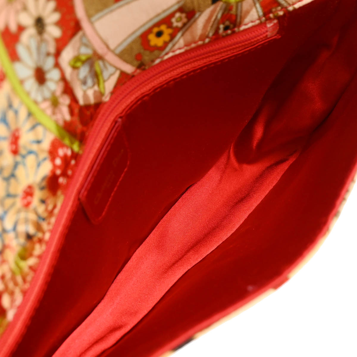 Christian Dior Multicolor Silk Embroidered Saddle Clutch