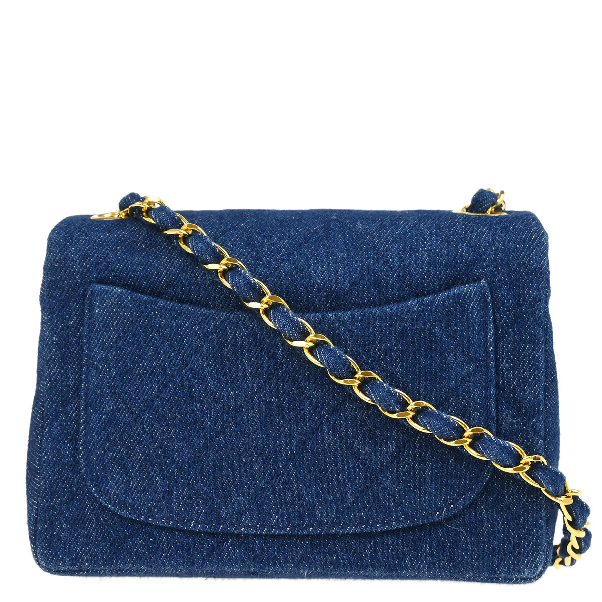 Chanel 1989-1991 Blue Denim Mini Classic Square Flap Shoulder Bag 17