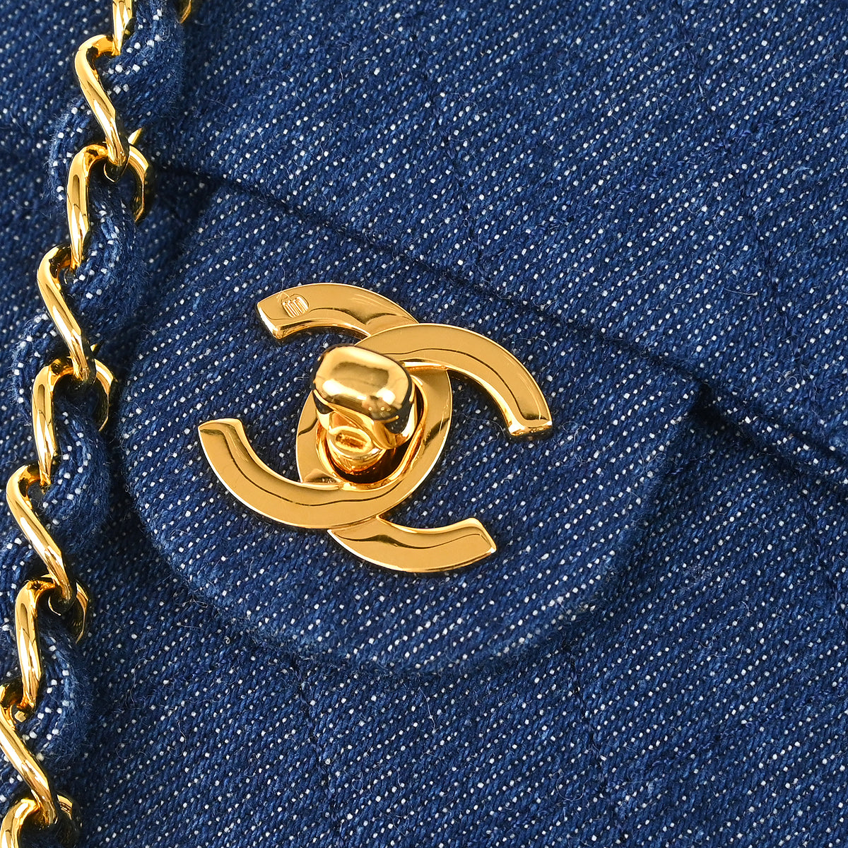 Chanel 1989-1991 Blue Denim Mini Classic Square Flap Shoulder Bag 17