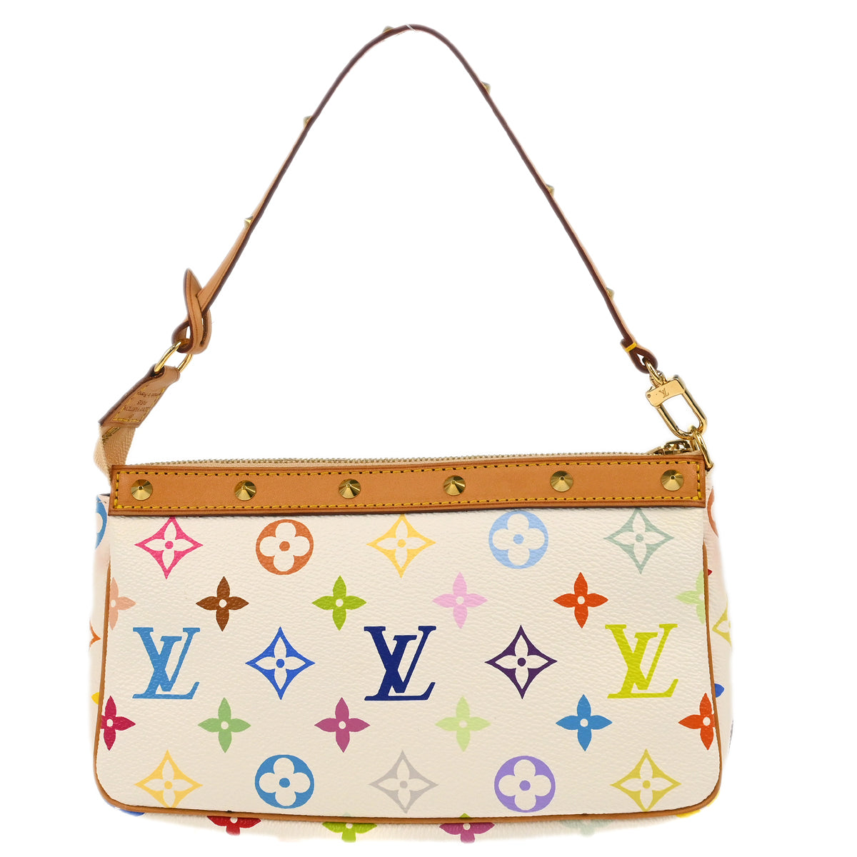Louis Vuitton 2004 White Multicolor Pochette Accessoires Handbag M92649
