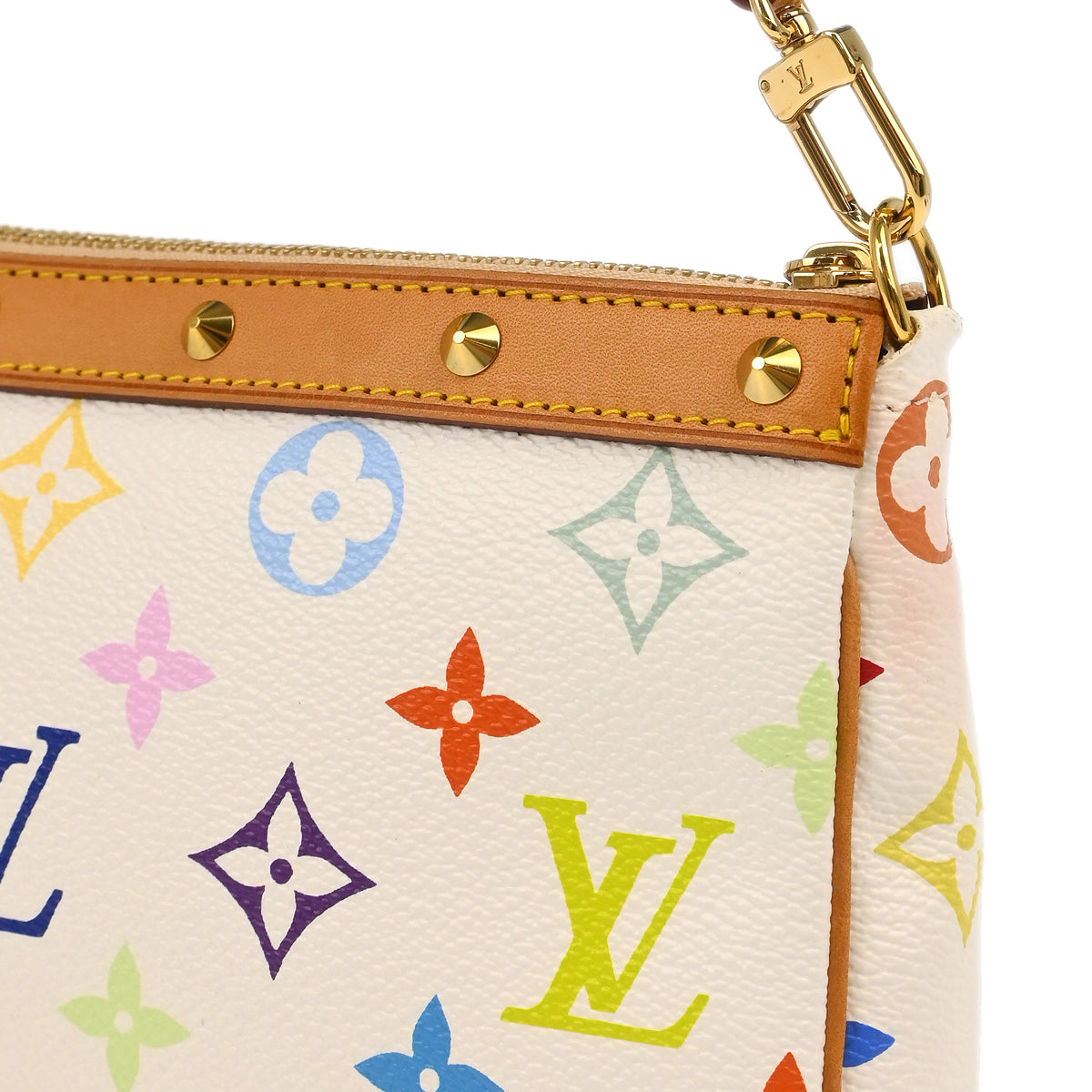 Louis Vuitton 2004 White Multicolor Pochette Accessoires Handbag M92649