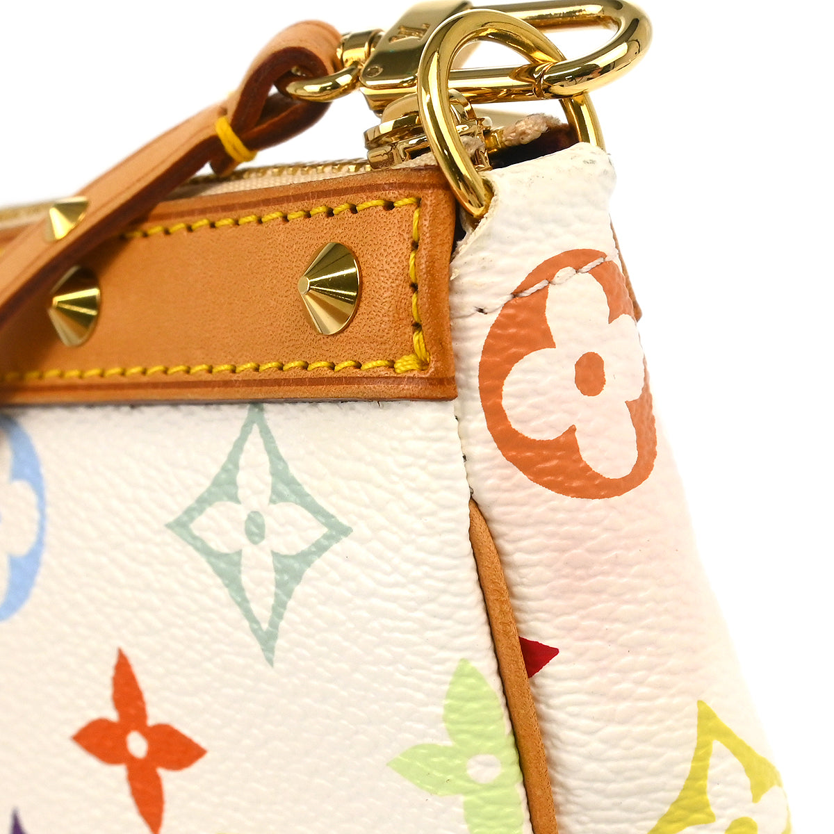 Louis Vuitton 2004 White Multicolor Pochette Accessoires Handbag M92649
