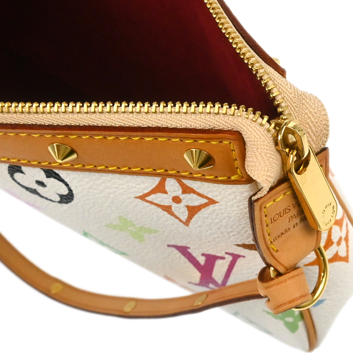 Louis Vuitton 2004 White Multicolor Pochette Accessoires Handbag M92649