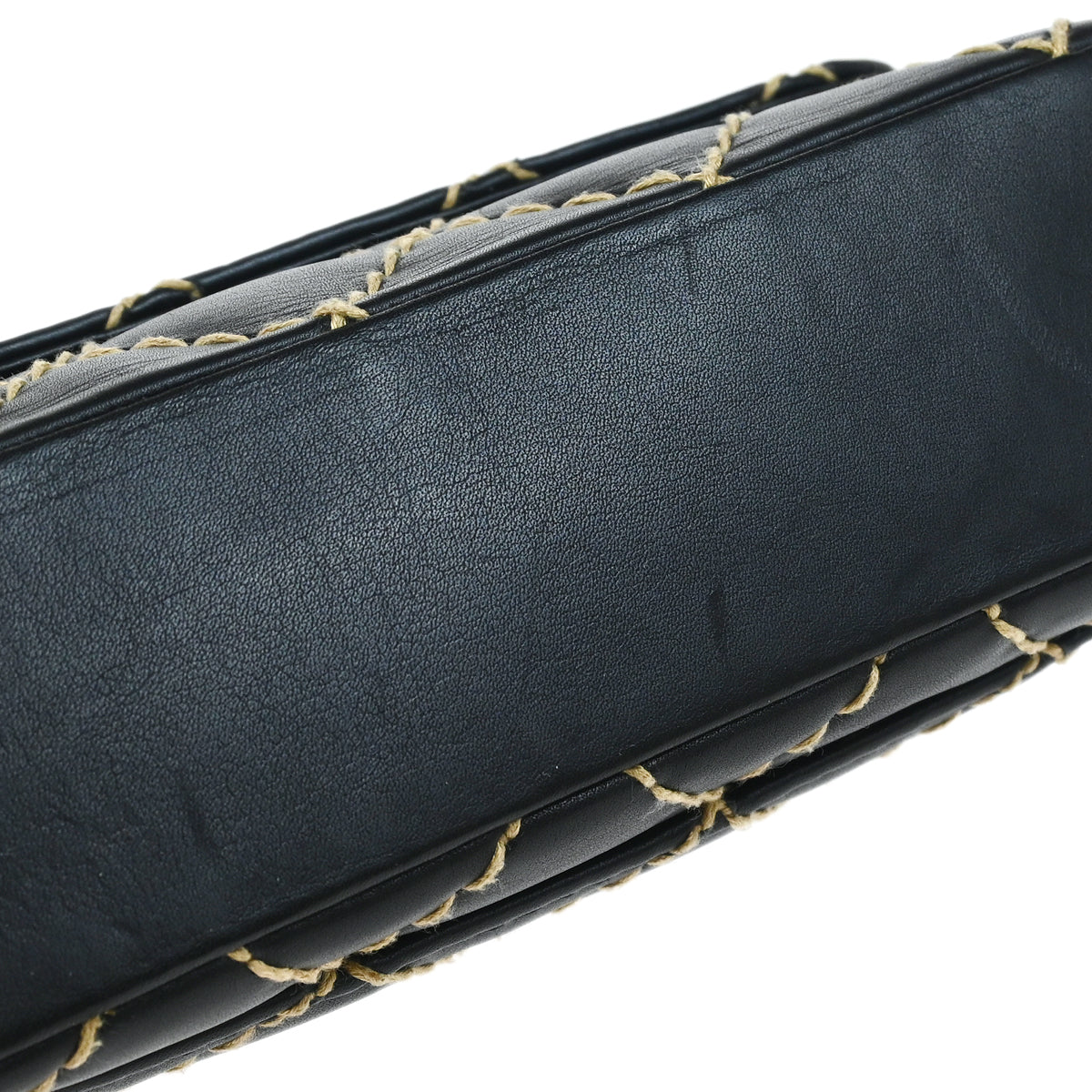 Chanel 2000-2002 Black Calfskin Wild Stitch Single Flap Shoulder Bag