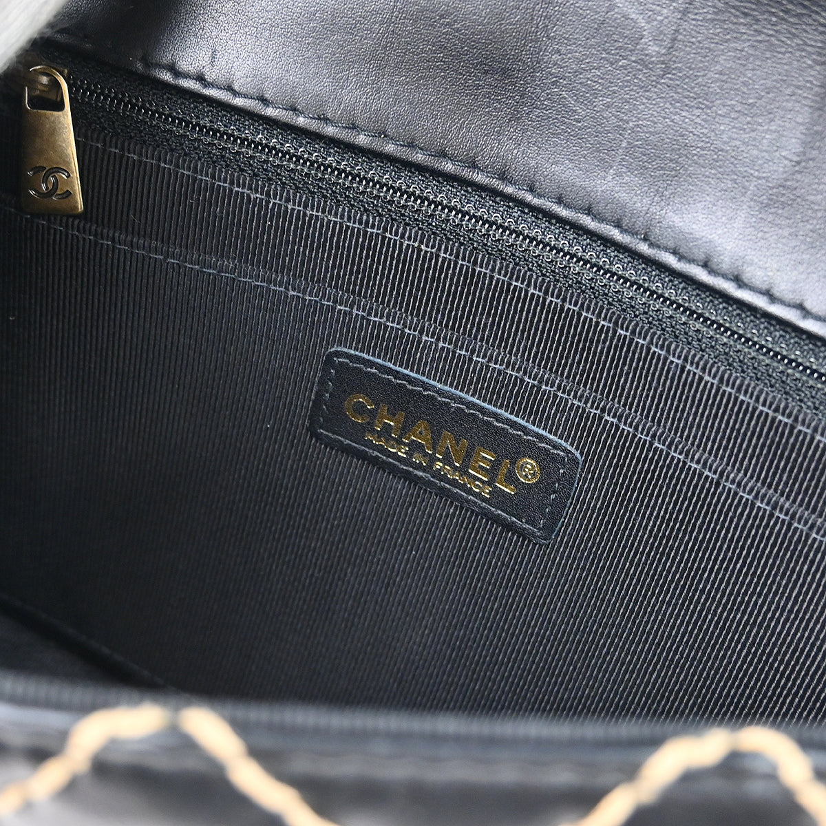 Chanel 2000-2002 Black Calfskin Wild Stitch Single Flap Shoulder Bag