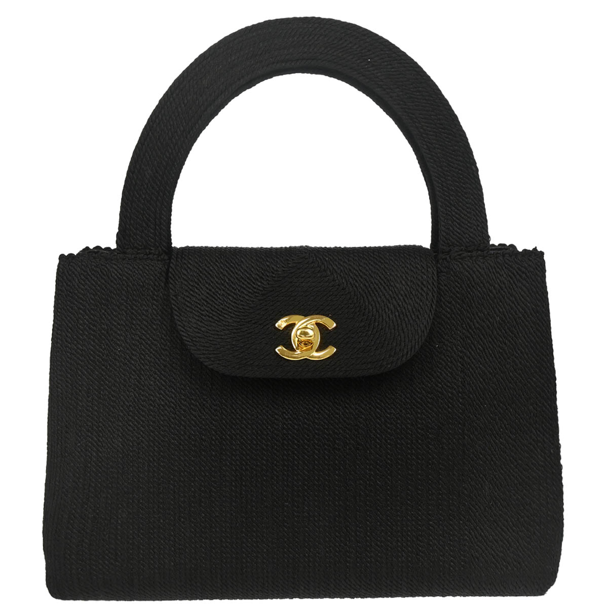 Chanel 1997-1999 Black Silk Rope Bag Woven Handbag