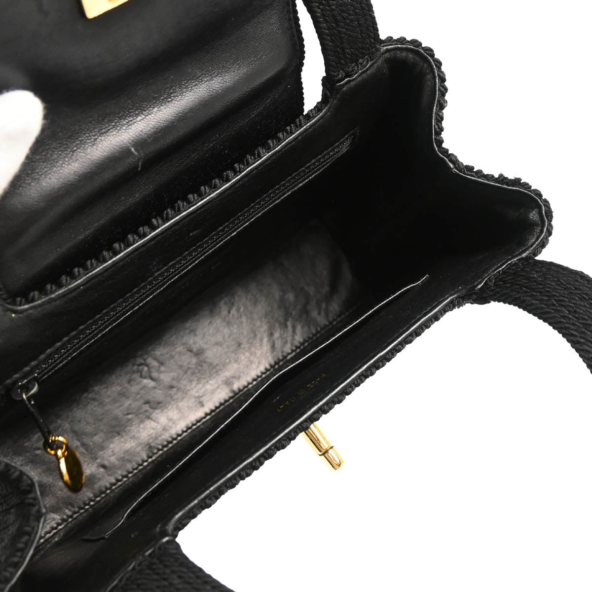 Chanel 1997-1999 Black Silk Rope Bag Woven Handbag