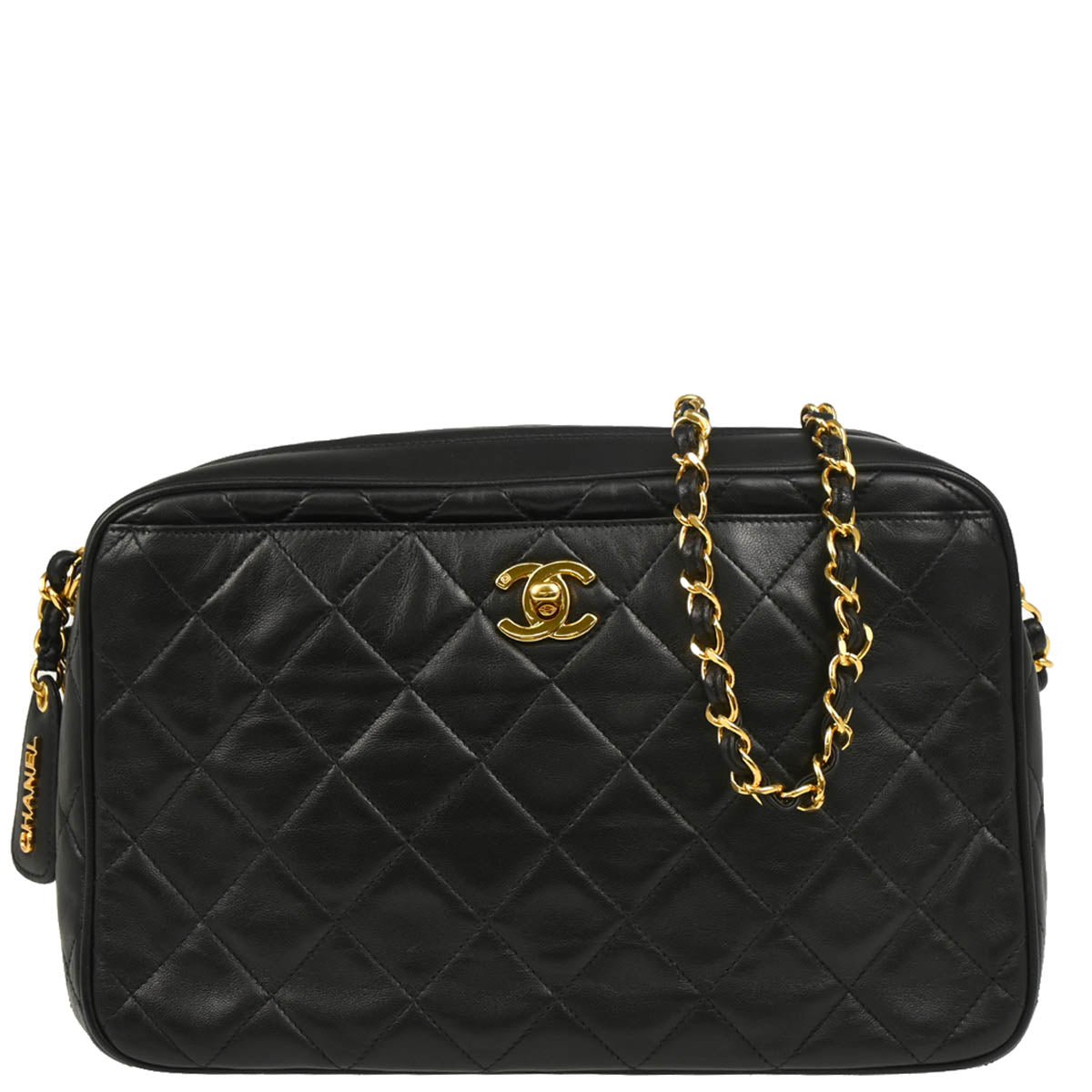 Chanel 1994-1996 Black Lambskin Camera Bag Large