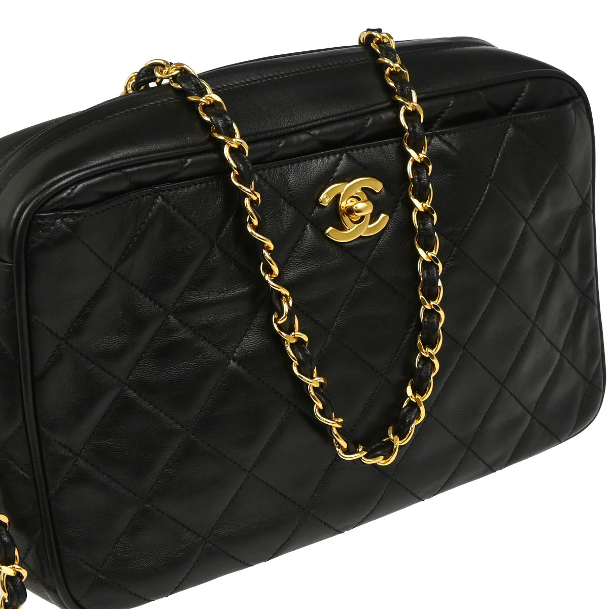 Chanel 1994-1996 Black Lambskin Camera Bag Large