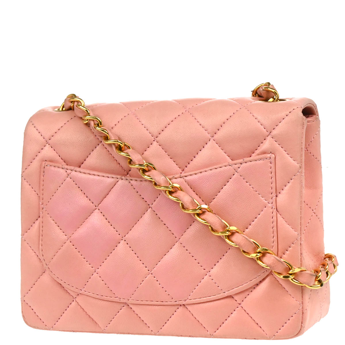 Chanel Pink Lambskin Mini Classic Square Flap Shoulder Bag 17