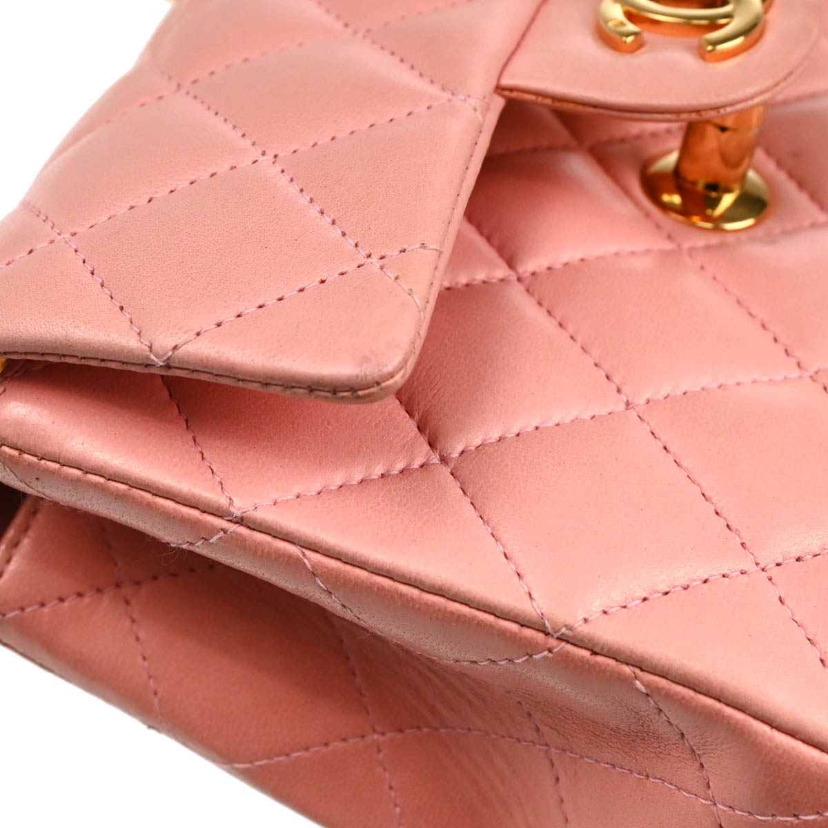Chanel Pink Lambskin Mini Classic Square Flap Shoulder Bag 17